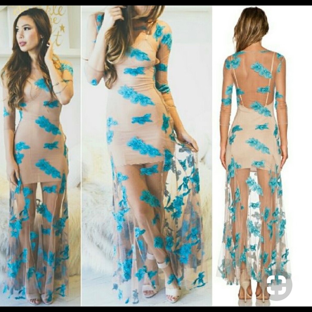 For Love and Lemons Orchid Maxi In Aqua